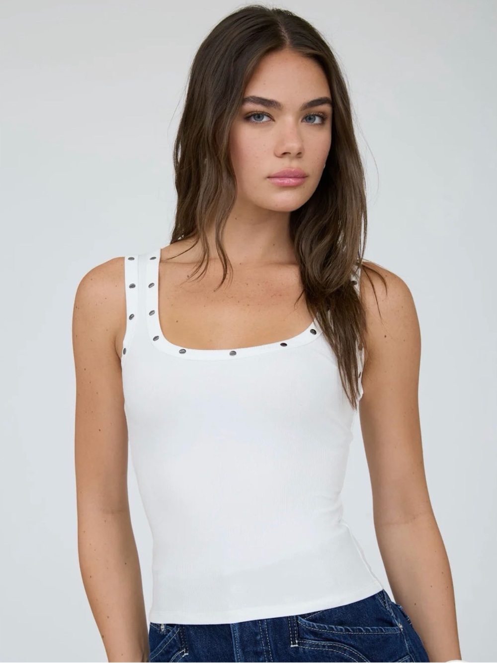 NEW The Workshop Ivory Stud Detail Knit Tank Top S/M/L